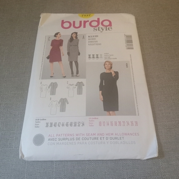 Burda Sewing Pattern 7137 Women's Dresses Sizes 10-28 Uncut Plus Size - Picture 1 of 1